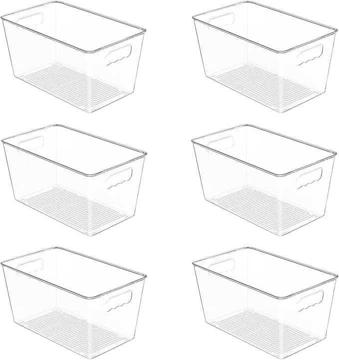 Vtopmart 6 Pack Clear Storage Bins, Pantry Storage Bins with Handle, XL
