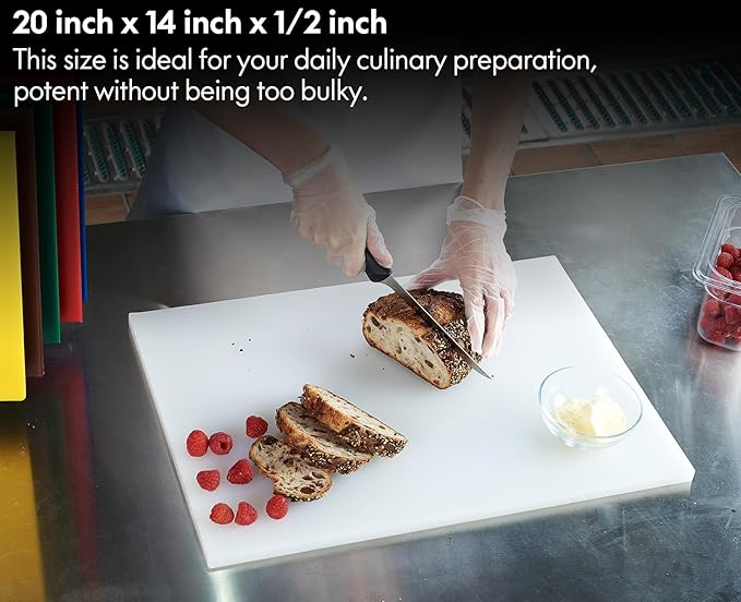 CURTA 2 Pack Yellow Cutting Boards for Kitchen,20" x 14" x 0.5" Yellow Coded Plastic Commercial Chopping Board with Anti Slip Surface Dishwasher Safe