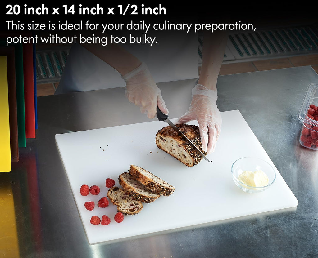 CURTA Cutting Boards for Kitchen, 20" x 14" x 0.5" BLUE Color Coded Plastic Commercial Chopping Board with Anti Slip Surface Dishwasher Safe