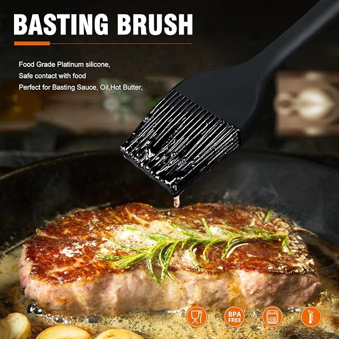 Walfos Silicone Pastry Brush, 600℉ Heat Resistasnt Basting Oil Butter Sauce Brush for Baking,BBQ Grill,Kitchen Cooking,BPA Free and Dishwasher Safe (5 Pcs)