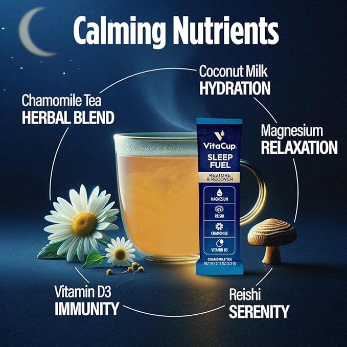 VitaCup Sleep Fuel Instant Tea Packets w/Chamomile and Magnesium, 24ct