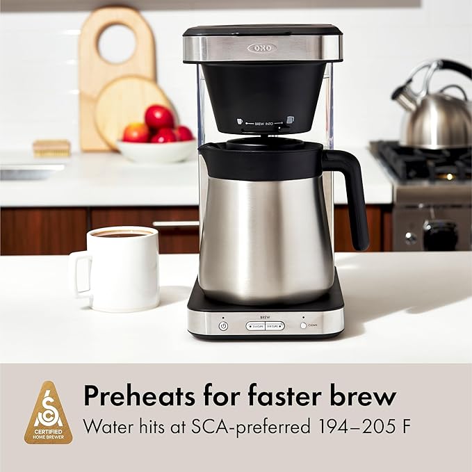 OXO Brew 8-Cup Coffee Maker - Single-Serve, Thermal Carafe, Stainless Steel