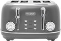 Haden Chelsea 4-Slice Wide Slot Stainless Steel Toaster with Adjustable Browning Control & Non-Slip Feet, Grey & Chrome