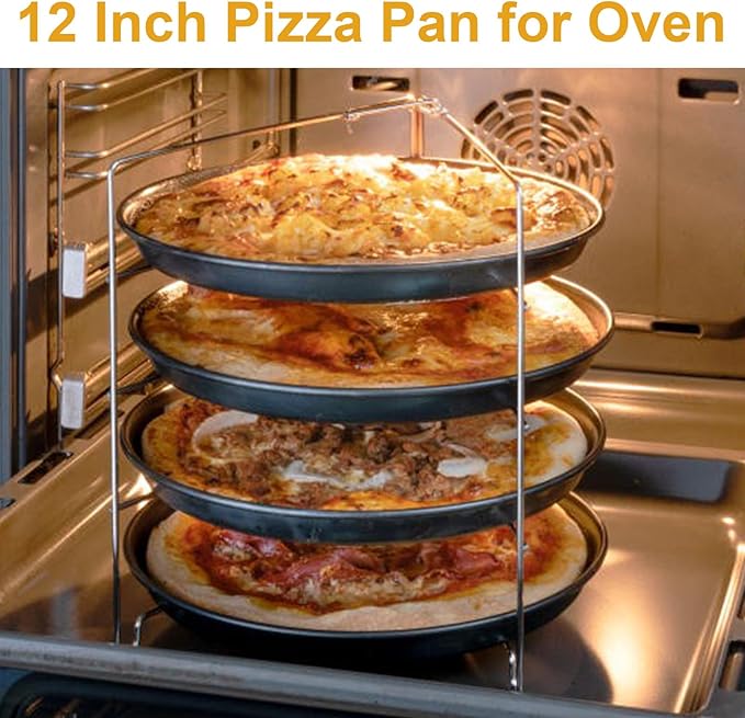 12 Inch Pizza Pan for Oven, Nonstick Aluminum Pizza Baking Tray, 2 Pack