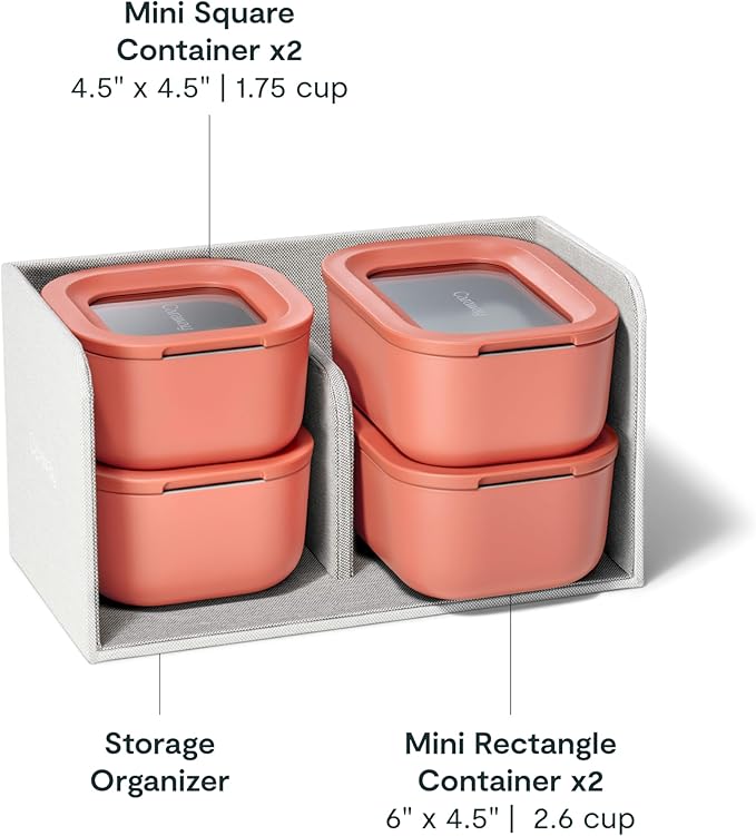 Caraway Mini Food Storage 9-Piece Set, Glass Storage Containers for Food