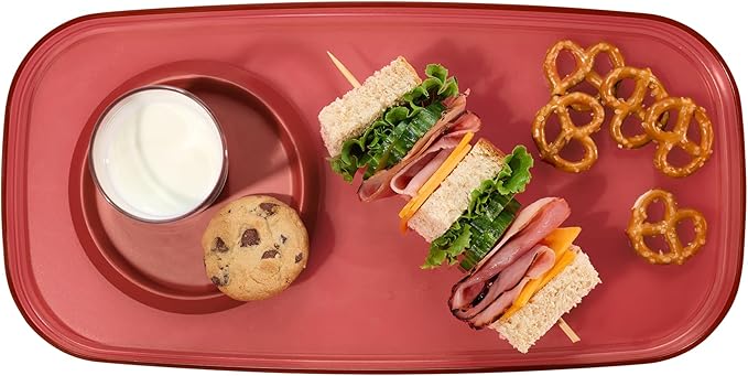madesmart dipware Small Serving Plate, Stackable & Removable Dip Bowl for Salsa, Queso, Salad, Olives, Dishwasher & Microwave Safe, Multipurpose Plate & Bowl, Red