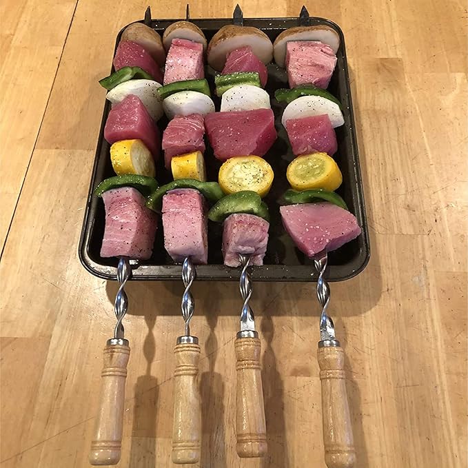 Antallcky 12 Pack Kebab Skewers Stainless Steel Sticks 23.5 Inches