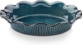 vancasso Ceramic Pie Pan for Baking, 9 inch Deep Pie Plates for Apple Pie, Pot Pie, Tart and Quiche, Reactive Glaze Fluted Pie Pans, Large Pie Dish with Ruffled Edge, Green, STERN Series