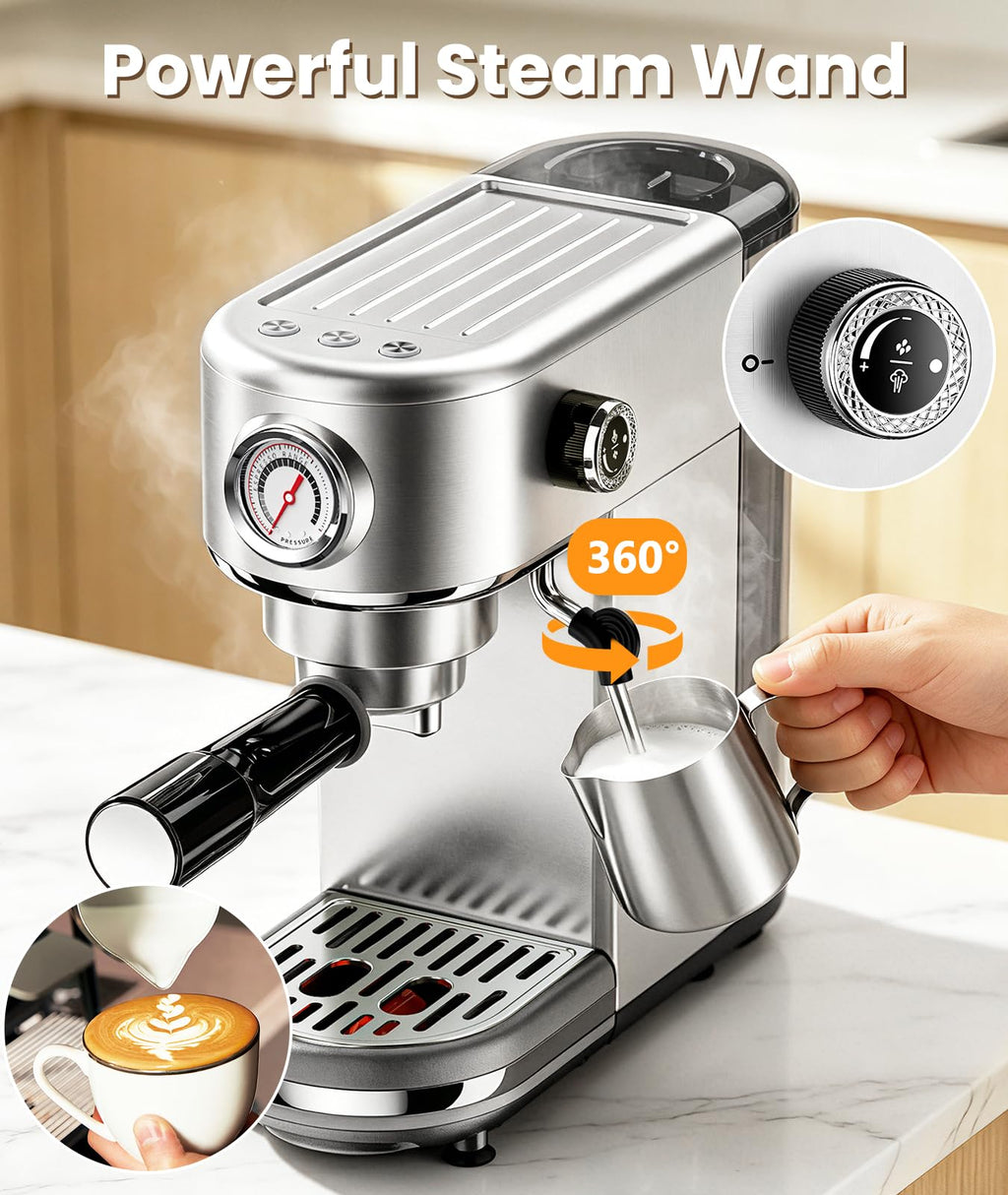 atatix Espresso Machine with Milk Frother, 20 Bar Pressure Espresso Maker