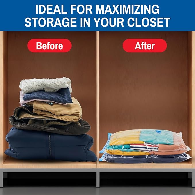 Spacesaver Jumbo Vacuum Storage Bags for Comforters, Blankets & Clothes – Vacuum Sealed Compression Bag with Hand Pump – Space Saver Storage Bag for Bedding, Moving, Travel & Organization (5 Pack)