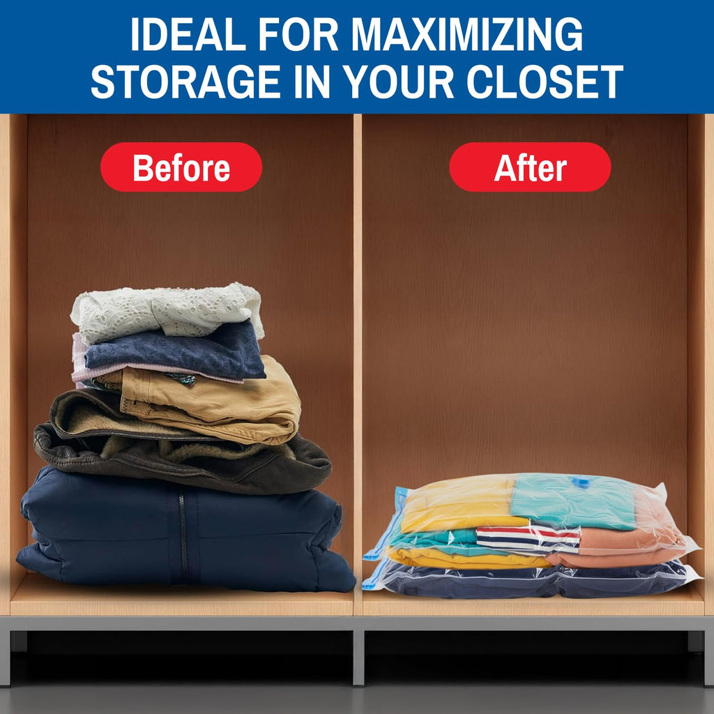 Spacesaver 2 Pack Jumbo Vacuum Storage Bags for Blankets & Clothes – Jumbo Vacuum Sealed Compression Bags with Hand Pump – Space Saver Storage Bags for Bedding, Moving, Travel & Organization