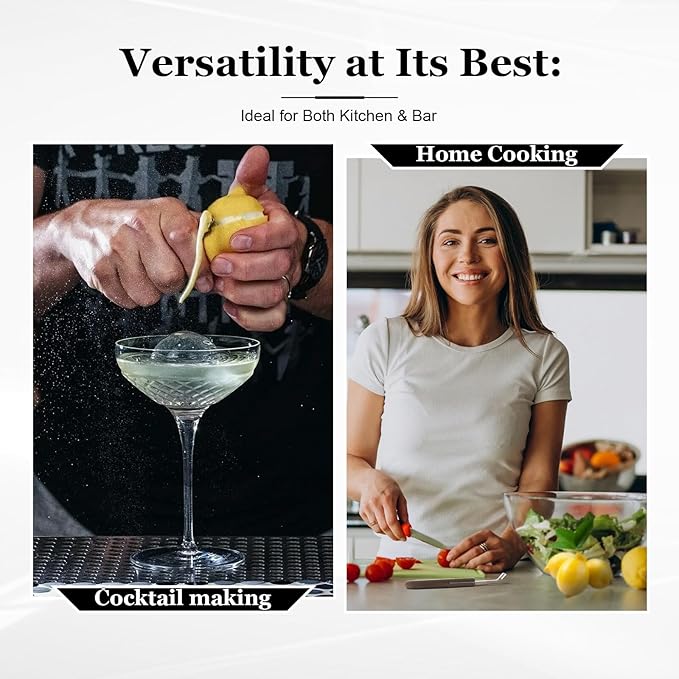 Channel Knife for Cocktails, Lemon Twist Tool and Citrus Peeler, Orange Peeler for Old Fashioned, Stainless Steel Bar Peeler with Walnut Handle for Home Bar Garnishes