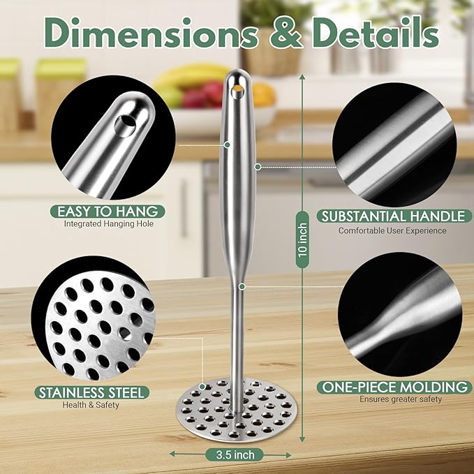 SGJGS Stainless Steel Potato Masher - Heavy Duty Mashed Potato Maker