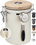 Veken Coffee Canister with Window, Airtight Stainless Steel Container, 22OZ