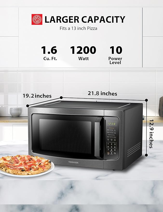 TOSHIBA Microwave Oven with Smart Sensor, 1.6 Cu.Ft, 1200W