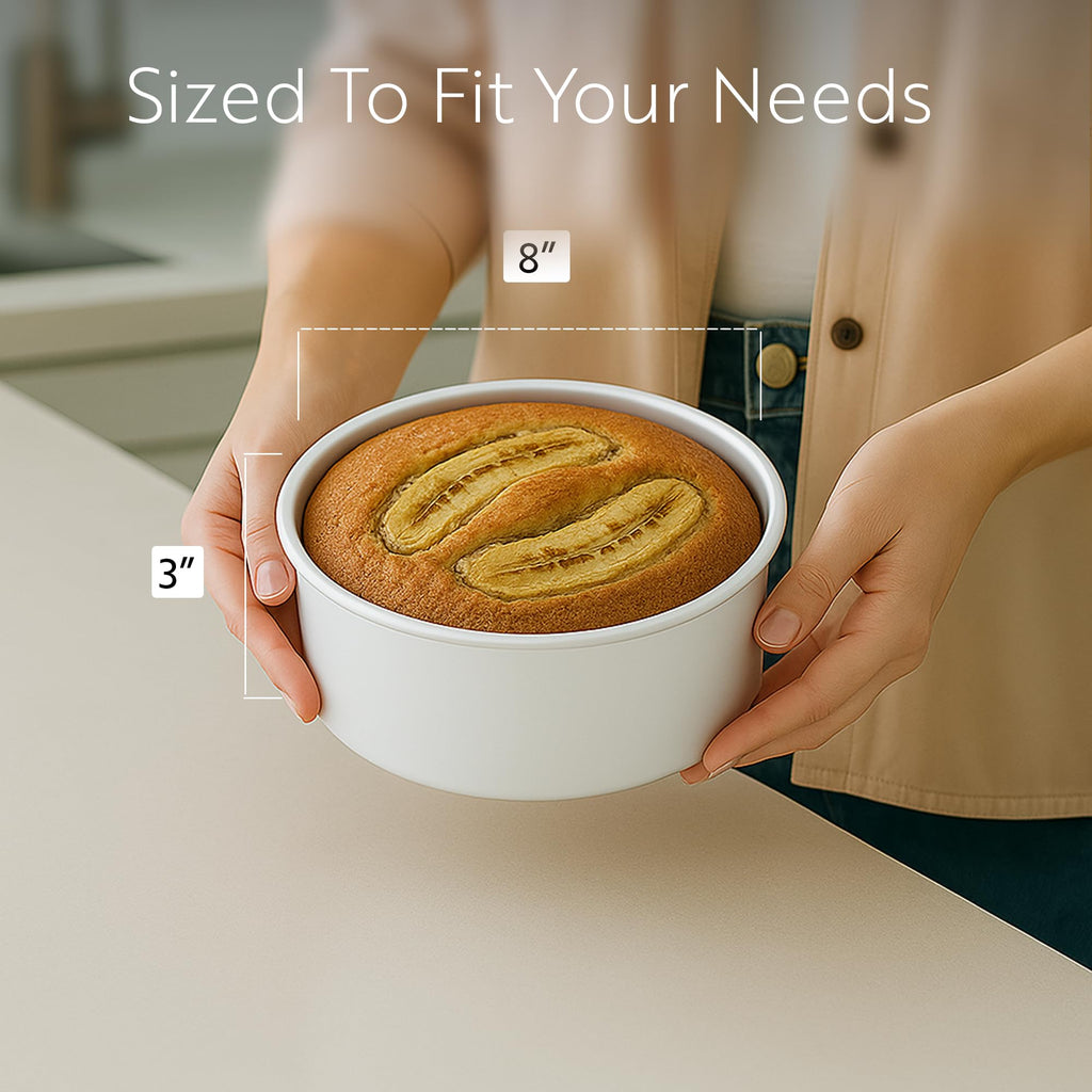 Restaurantware-Met Lux 8 x 3 Inch Straight-Sided Baking Tins, 12 Round Cake Pans - Oven-Ready, Freezable, Anodized Aluminum Round Baking Pans, Greaseproof, For Layer Birthday Cakes