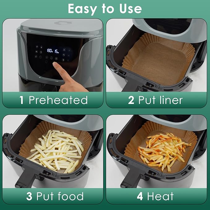 250 Pcs 8" Square Air Fryer Liners Disposable for 5-8QT