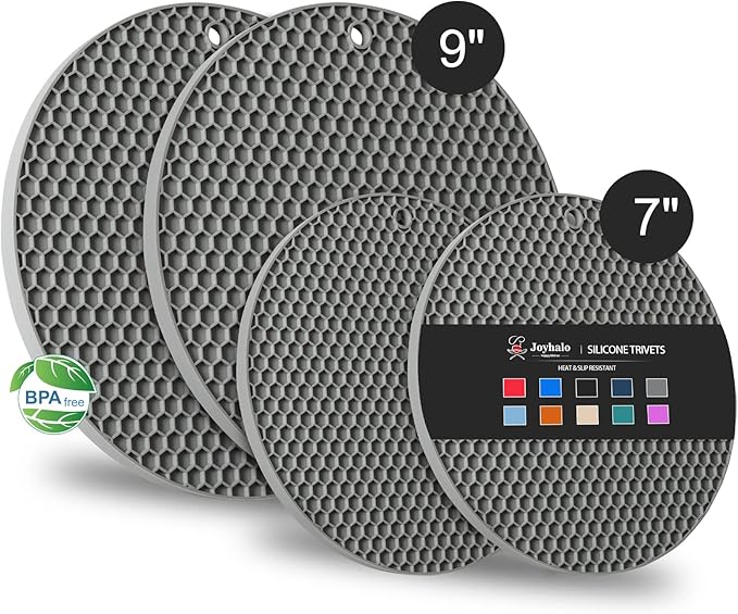 Joyhalo 4 Pack Silicone Trivet for Hot Dishes