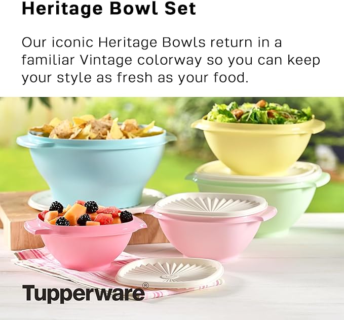 Tupperware Heritage 10-Piece Vintage Food Storage Set (5 Bowls + 5 Lids)