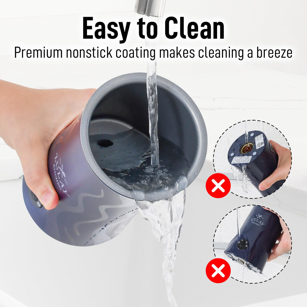 Zulay 4-in-1 Milk Frother and Steamer - Automatic Hot and Cold Foam Maker with Auto Shut Off & Temperature Control for Coffee, Latte, Cappuccino, Hot Chocolate - Navy