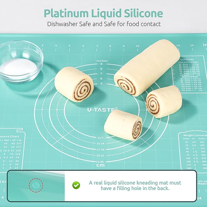 U-Taste Silicone Pastry Mat, Dough Rolling Baking Sheet, 16"x20", Aqua Sky