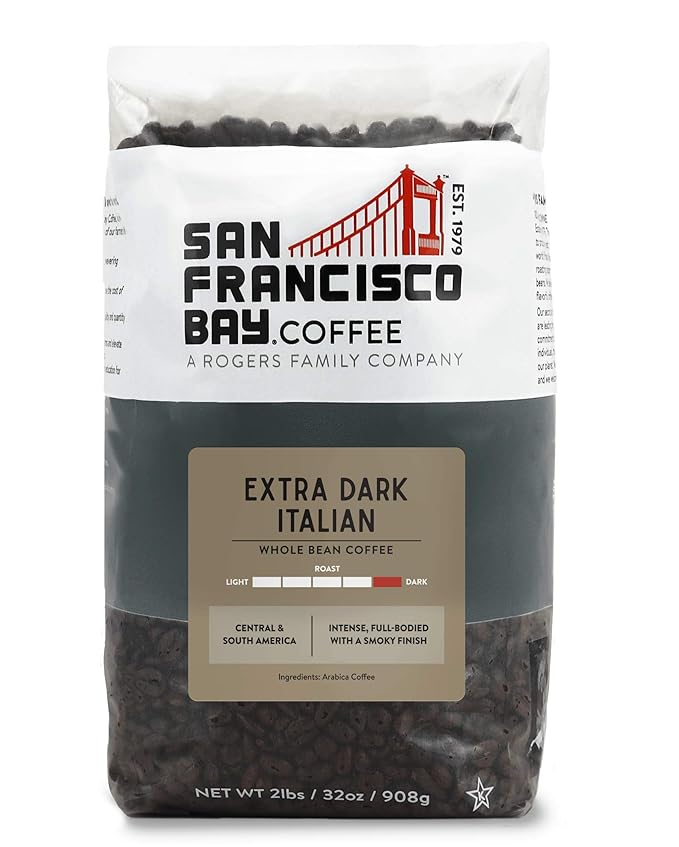 San Francisco Bay Coffee Extra Dark Italian Whole Bean Coffee, 2 lb bag