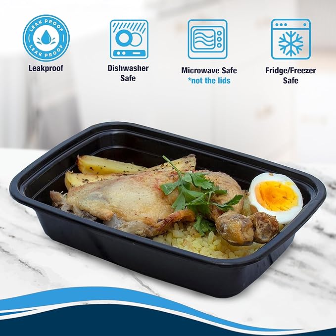 Ruthy's Outlet Meal Prep Containers W/Lids -Square Food Storage – BPA-Free| Stackable | Microwave | Freezer & Dishwasher Safe | Reusable Lunch Bento Box Portion Control & Planning (15 Pack, 32 oz)
