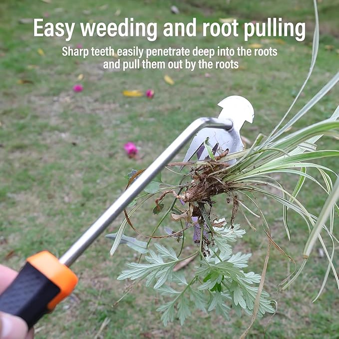 Carrie Rowe Weed Remover Tool,Garden Weed Tool, Portable Garden Weeding Tool for Vegetable Gardening Backyard Farm Planting & Weeding (Rubber Handle)