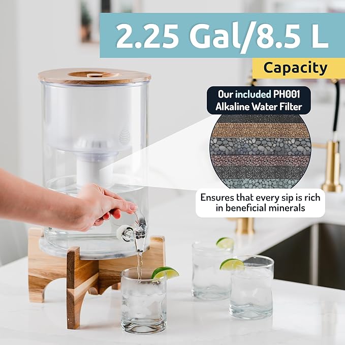 Invigorated Water pH Recharge Glass Alkaline Water Filter Dispenser System