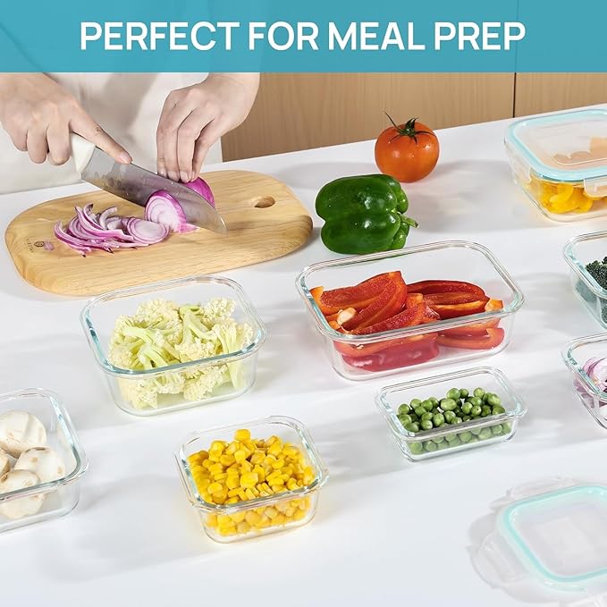 Vtopmart 8 Pack Glass Food Storage Containers with Airtight Lids