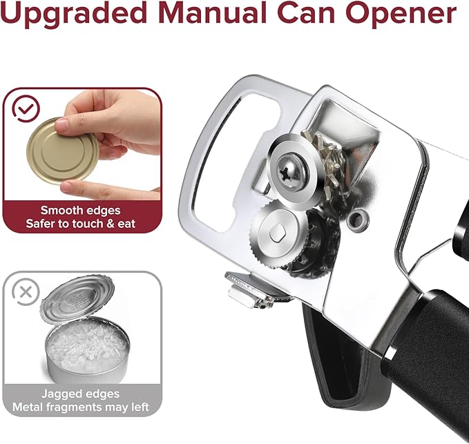 COOCLAN Multifunction Magnetic Manual Can Opener and Bottle Opener, Black