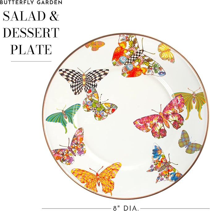 MACKENZIE-CHILDS Enamel Dessert Plate, Butterfly Garden