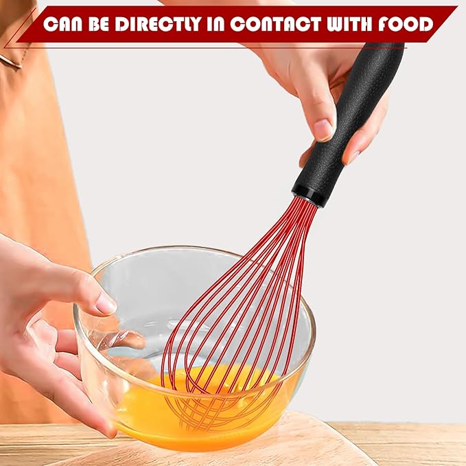 TEEVEA Silicone Whisk 11 Inch, Non-Slip Handle Heat Resistant Non-Scratch