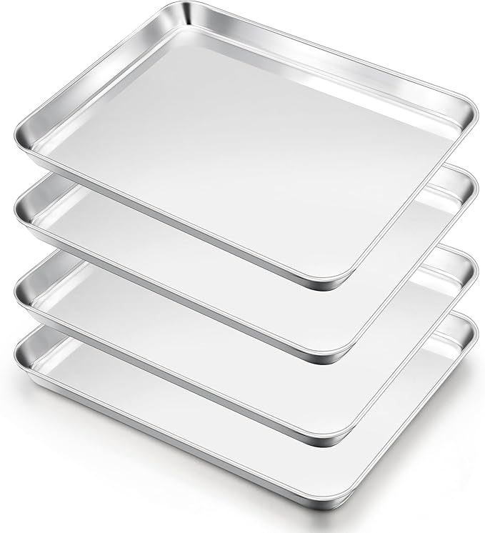 E-far Stainless Steel Baking Sheet, 18"x13" Cookie Sheet for Baking, 4PCS