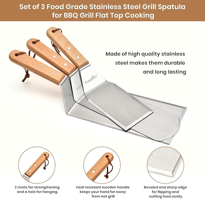 Stanbroil Stainless Steel Spatula Set Tools for Blackstone and Camp Chef