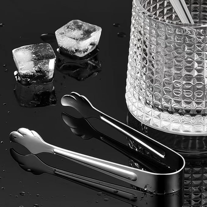 2 Pack Mini Tongs for Appetizer, 4.16 Inch Stainless Steel Ice Tongs Mini Sugar Tongs for Coffee Bar Tea Party Desserts Party Sugar and Ice Bucket(Gold)