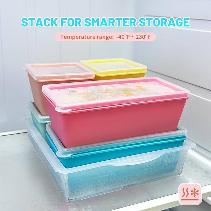Gemice Silicone Freezer Molds with Lids, 6-Pack 1-Cup & 2-Cup