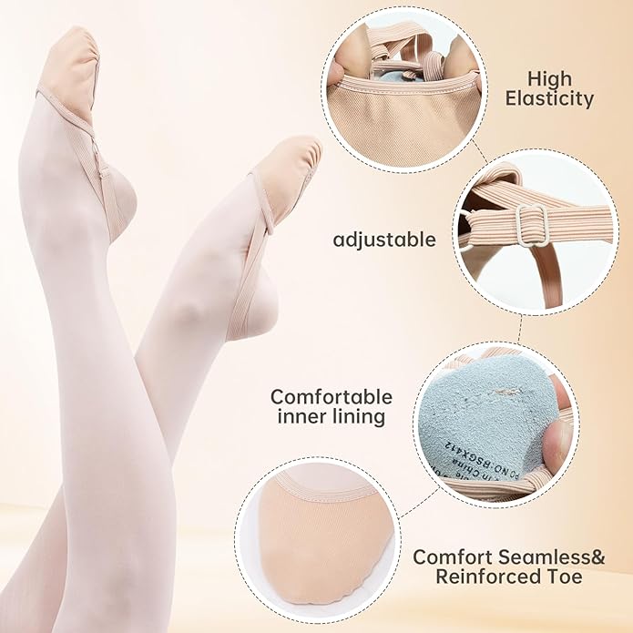 Caplancy Half Soles Dance Shoes for Women Girls Men Lyrical Pirouette Ballet Canvas Shoes Turners Dance Shoes for Contemporary (Girls/Boys) Toast XS