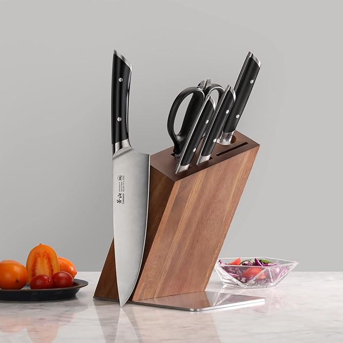 Cangshan HELENA Series German Steel Forged, HUA Knife Block Set (6-Piece, Black)