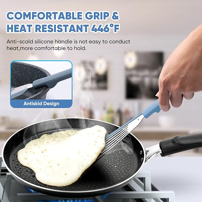 Silicone Fish Spatula for Nonstick Cookware,Thin Slotted Spatulas Turner