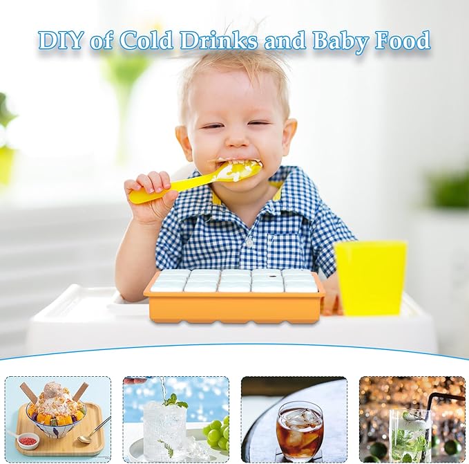 3 Pack Silicone Ice Cube Trays, 1.2" Perfect Square Molds, 1oz (2 tbsp) per Well for Baby Food & Coffee, Odorless Food Grade, BPA Free, Easy Release Flexible Ice Trays for Whiskey, Cocktail