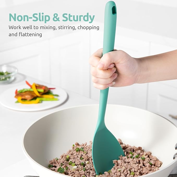 U-Taste Silicone Wok Spatula, 600ºF Heat Resistant Stir Fry Tool, Aqua Sky