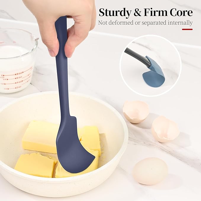 Lilybeam 600ºF Heat Resistant Silicone Spatula Spoonula Set of 4, Blue