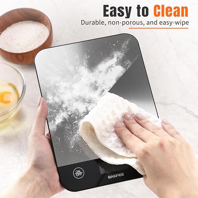 BakFee Food Scale, 33lb Kitchen Scale, 1g Precision, USB-C Charging, Black