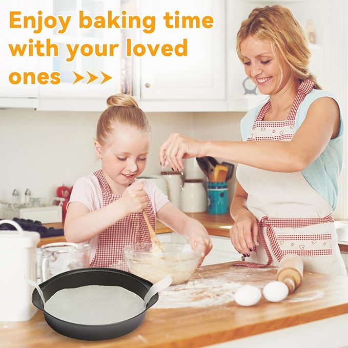 tutikuki 6 Inch Cake Pan - 3PCS Nonstick Round Cake Pans with 100 PCS Parchment Paper, Carbon Steel Smash Cake Baking Pans with Handle, Dishwasher Safe