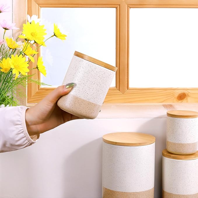 Kitchen Canister for Counter, Ceramic Food Storage Containers with Lids