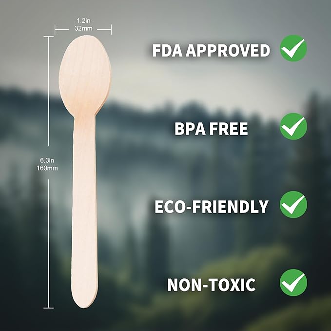 360 Pcs Disposable Wooden Spoons, Compostable Spoon Set