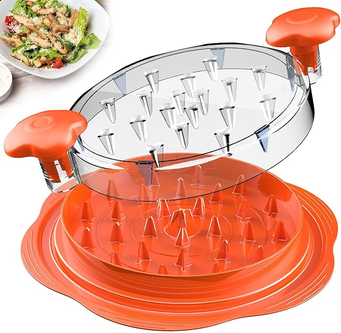 Chicken Shredder Tool Twist Large Meat Shredder with Brush&Fork, Orange