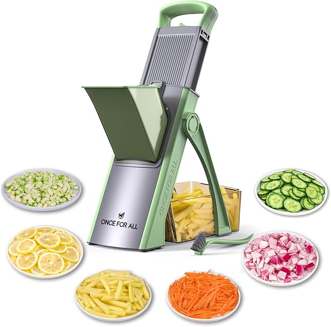 ONCE FOR ALL Safe Mandoline Slicer Plus, Bigger Size, Veggie Slicer, Green