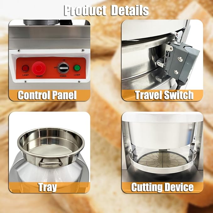 HQHAOTWU Electric Automatic Dough Divider 36pcs, Commercial Dough Dividing Cutting Machine, Stainless Steel Dough Cutter for Bakery, Pizzeria, 110V